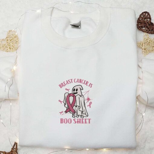 Breast Cancer is Boo Sheet Embroidered Shirt Halloween Embroidered Shirt Best Halloween Gifts for Family