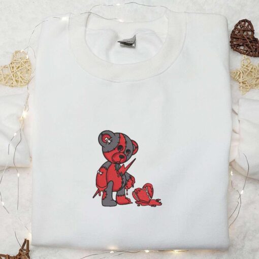 Broken Heart Teddy Bear Embroidered Shirt Halloween Embroidered Shirt Best Halloween Gifts for Family