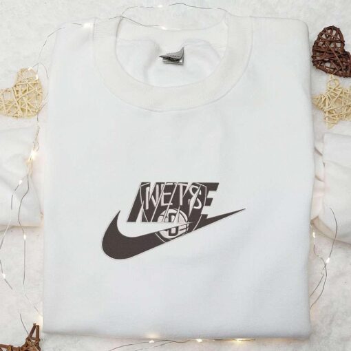 Brooklyn Nets x Nike Embroidered Shirt NBA Sports Embroidered Hoodie Nike Inspired Embroidered T Shirt