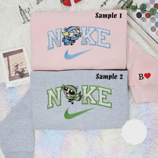 Bubbles And Buttercup Winter Powerpuff Girls Embroidered Couples Shirts