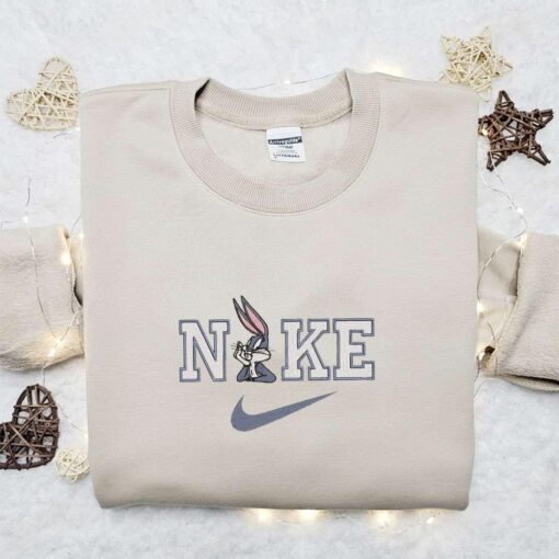 Bugs Bunny x Nike Embroidered Sweatshirt Disney Looney Tunes Embroidered Hoodie Cartoon Embroidered Shirt