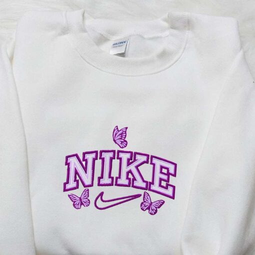 Butterflies x Nike Embroidered Tshirt Nike Inspired Embroidered Shirt Best Birthday Gift Ideas