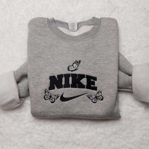 Butterfly Nike Embroidered Shirt, Custom Nike Embroidered Shirt, Gifts For Guy Friends