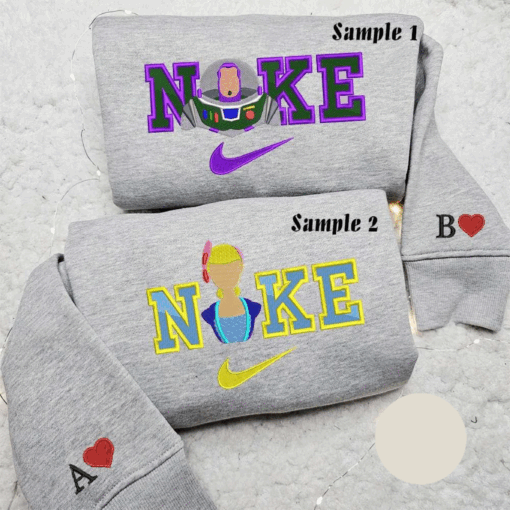 Buzz Lightyear And Bo Peep x Nike Embroidered Couple Shirt Disney Toy Story Embroidered Shirt Nike Inspired Embroidered Hoodie