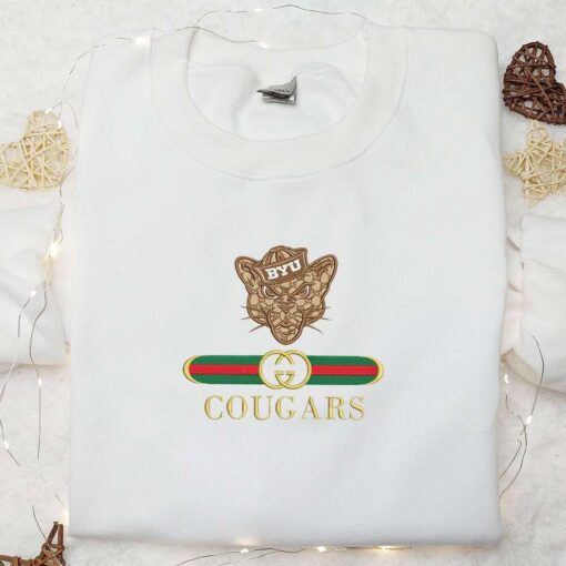 BYU Cougars x Gucci Embroidered Shirt NCAA Sports Embroidered Hoodie Best Gift Idea
