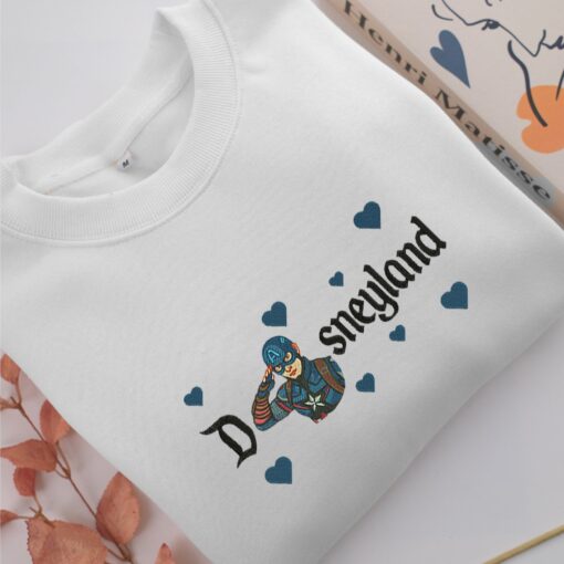 Captain America Half Disney Embroidery, Disneyland Embroidered Sweatshirt, Movie Disney Inspired, Best Gifts Idea For Him Her - Image 2