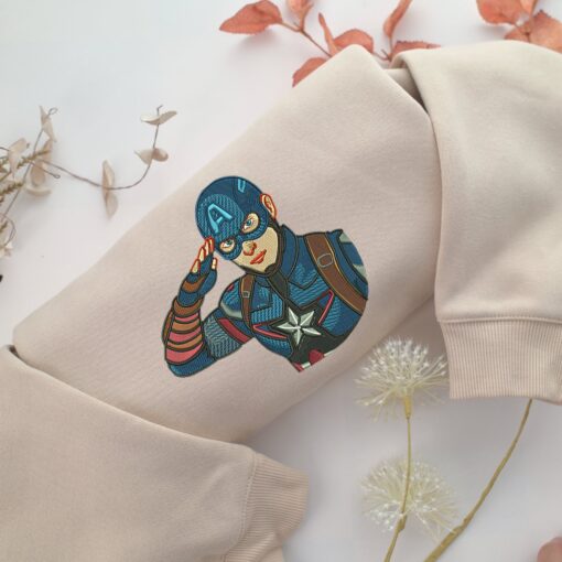 Captain America Half Embroidery, Disneyland Embroidered Sweatshirt, Movie Disney Inspired, Best Gifts Idea For Him Her