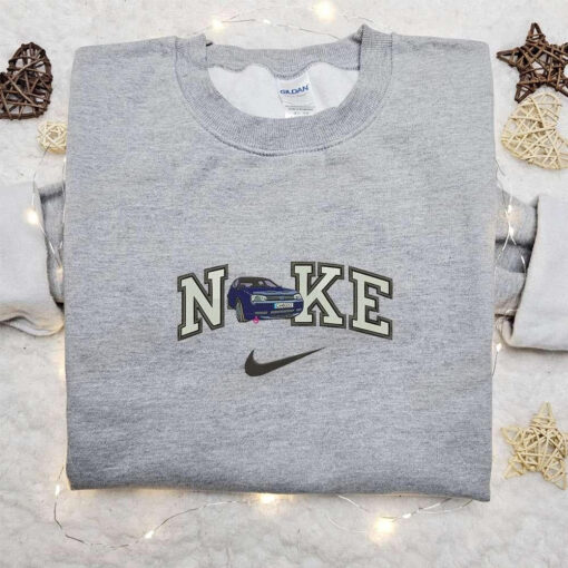 Car x Nike Embroidered Shirt Transportation Embroidered Hoodie Nike Inspired Embroidered Sweatshirt