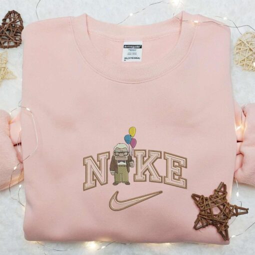 Carl With Balloons x Nike Embroidered Sweatshirt Disney Pixar Up Embroidered Hoodie Cartoon Embroidered Shirt
