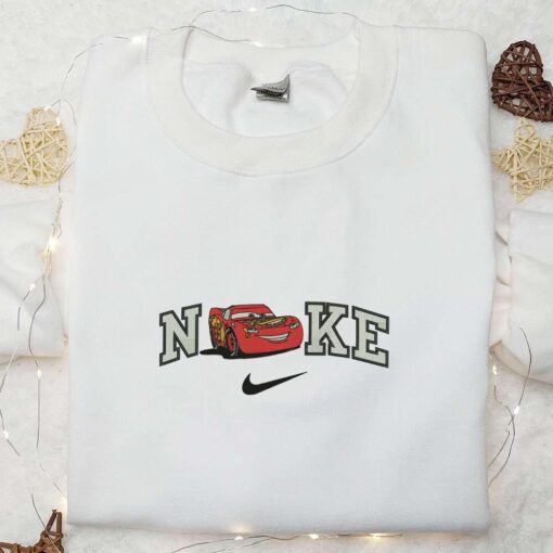 Cars Lightning McQueen x Nike Embroidered T shirt Disney Pixar Cars Embroidered Hoodie Nike Inspired Embroidered Sweatshirt