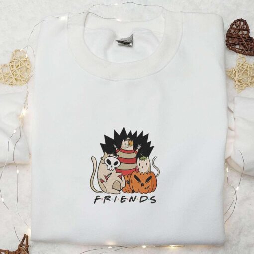 Cat Friends Halloween Embroiderd Shirt Funny Halloween Embroidered Shirt Unique Gifts for Family