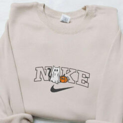 Cat Ghost With Pumpkin x Nike Embroidered Shirt Halloween Embroidered Hoodie Nike Inspired Embroidered Sweatshirt