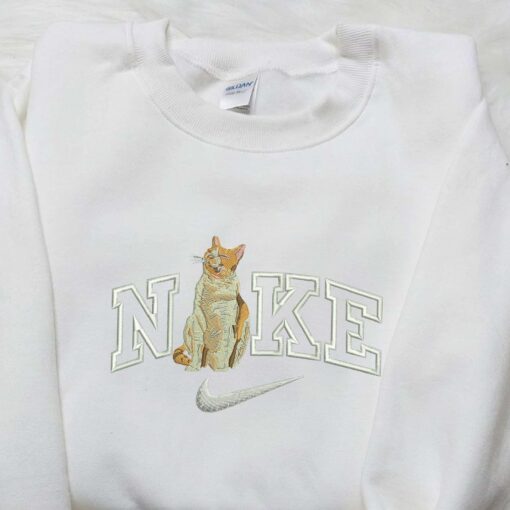 Cat Pop x Nike Embroidered Shirt Animal Embroidered Shirt Custom Nike Embroidered Shirt