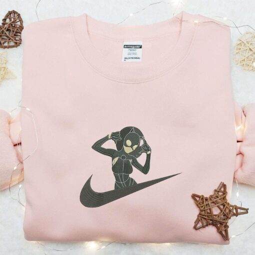 Catwoman x Nike Swoosh Embroidered Shirt Superhero Movie Embroidered Hoodie Best Gift Idea