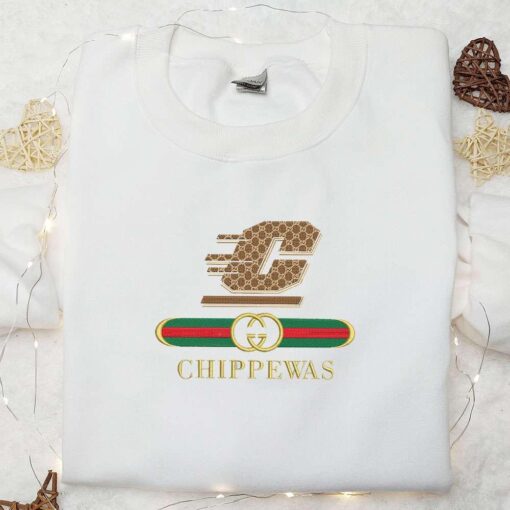 Central Michigan Chippewas x Gucci Embroidered Shirt NCAA Sports Embroidered Hoodie Best Gift Idea