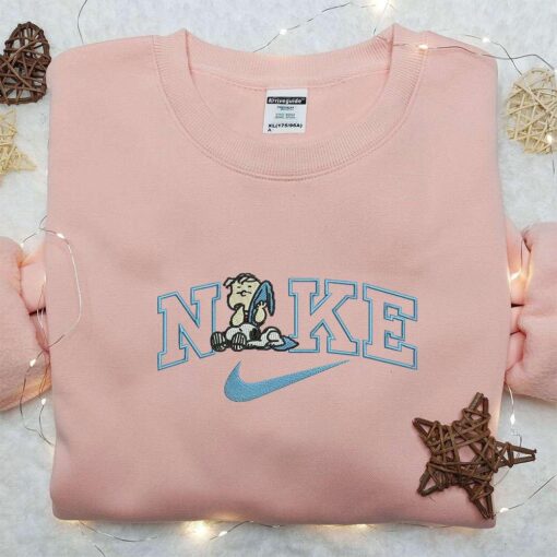 Charlie Brown and Snoopy x Nike Embroidered Sweatshirt Peanuts Cartoon Embroidered Shirt Nike Inspired Embroidered Shirt