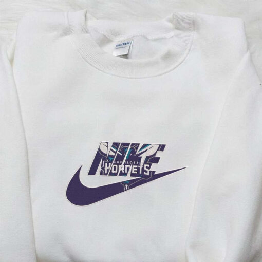 Charlotte Hornets x Nike Embroidered Shirt NBA Sports Embroidered Hoodie Best Fandom Gift Ideas