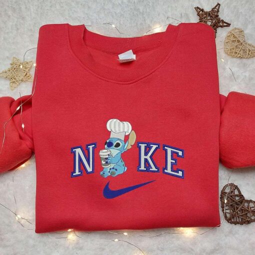Chef Stitch x Nike Embroidered Sweatshirt Lilo and Stitch Cartoon Embroidered Shirt Nike Inspired Embroidered Shirt