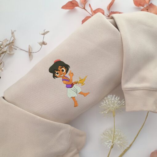 Chibi Aladdin Embroidery, Disneyland Embroidered Sweatshirt, Movie Disney Inspired, Best Gifts Idea For Him Her