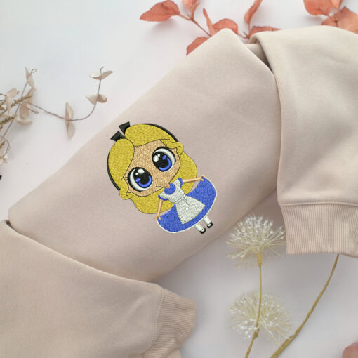 Chibi Alice Embroidery, Disneyland Embroidered Sweatshirt, Movie Disney Inspired, Best Gifts Idea For Him Her