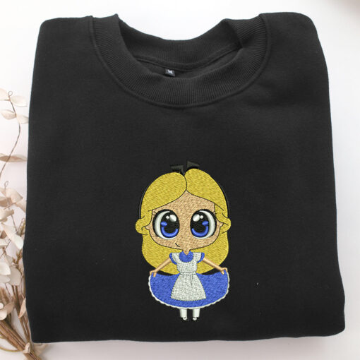 Chibi Alice Embroidery, Disneyland Embroidered Sweatshirt, Movie Disney Inspired, Best Gifts Idea For Him Her - Image 5