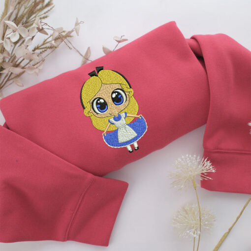 Chibi Alice Embroidery, Disneyland Embroidered Sweatshirt, Movie Disney Inspired, Best Gifts Idea For Him Her - Image 4