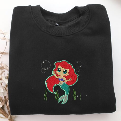 Chibi Ariel Embroidery, Disneyland Embroidered Sweatshirt, Movie Disney Inspired, Best Gifts Idea For Him Her - Image 5