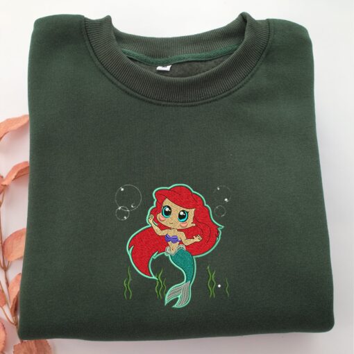 Chibi Ariel Embroidery, Disneyland Embroidered Sweatshirt, Movie Disney Inspired, Best Gifts Idea For Him Her - Image 3