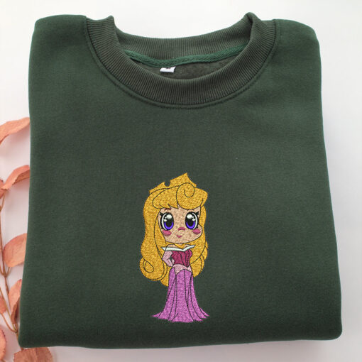 Chibi Aurora Embroidery, Disneyland Embroidered Sweatshirt, Movie Disney Inspired, Best Gifts Idea For Him Her - Image 3