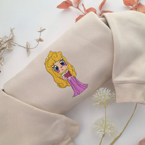 Chibi Aurora Embroidery, Disneyland Embroidered Sweatshirt, Movie Disney Inspired, Best Gifts Idea For Him Her