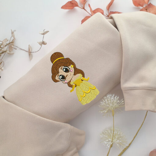 Chibi Belle Embroidery, Disneyland Embroidered Sweatshirt, Movie Disney Inspired, Best Gifts Idea For Him Her