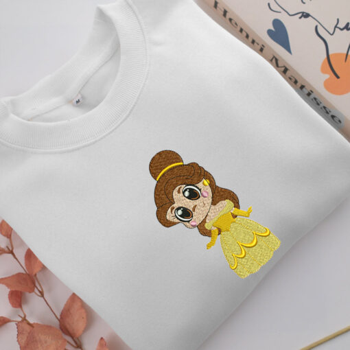 Chibi Belle Embroidery, Disneyland Embroidered Sweatshirt, Movie Disney Inspired, Best Gifts Idea For Him Her - Image 2