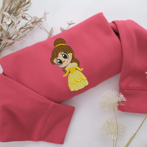 Chibi Belle Embroidery, Disneyland Embroidered Sweatshirt, Movie Disney Inspired, Best Gifts Idea For Him Her - Image 4