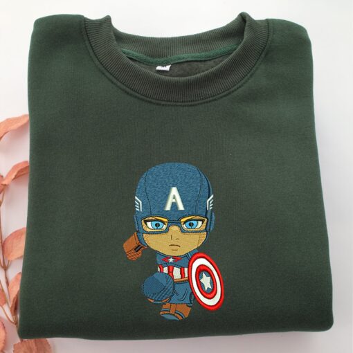 Chibi Captain America Embroidery, Disneyland Embroidered Sweatshirt, Movie Disney Inspired, Best Gifts Idea For Him Her - Image 3