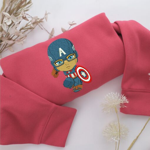 Chibi Captain America Embroidery, Disneyland Embroidered Sweatshirt, Movie Disney Inspired, Best Gifts Idea For Him Her - Image 4