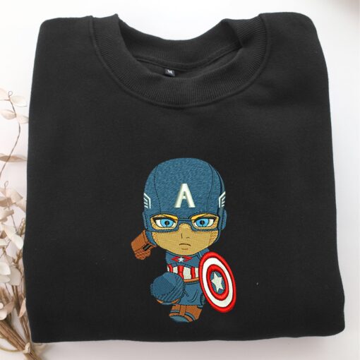 Chibi Captain America Embroidery, Disneyland Embroidered Sweatshirt, Movie Disney Inspired, Best Gifts Idea For Him Her - Image 5