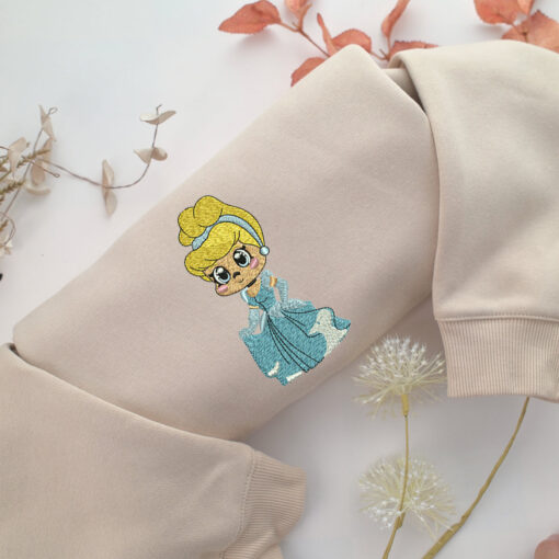 Chibi Cinderella Embroidery, Disneyland Embroidered Sweatshirt, Movie Disney Inspired, Best Gifts Idea For Him Her