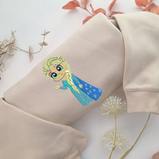 Chibi Elsa Embroidery, Disneyland Embroidered Sweatshirt, Movie Disney Inspired, Best Gifts Idea For Him Her