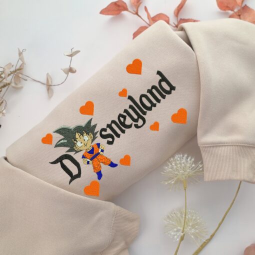 Chibi Goku Disneyland Embroidery, Disneyland Embroidered Sweatshirt, Movie Disney Inspired, Best Gifts Idea For Him Her