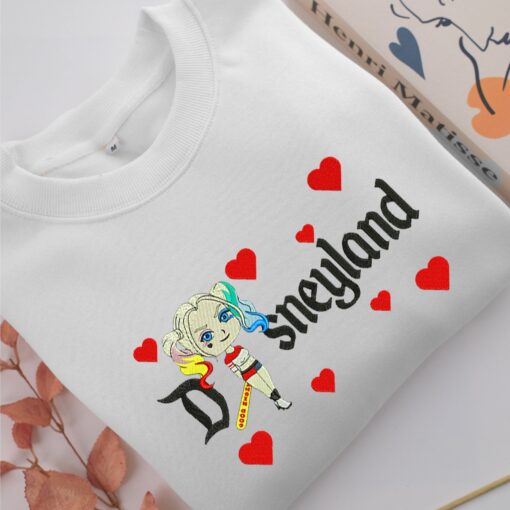 Chibi Harley Quinn Disneyland Embroidery, Disneyland Embroidered Sweatshirt, Movie Disney Inspired, Best Gifts Idea For Him Her - Image 2