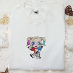 Chibi Harley Quinn Embroidered Sweatshirt Movie Embroidered Hoodie Best Halloween Gifts Ideas