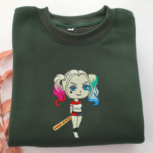 Chibi Harley Quinn Embroidery, Disneyland Embroidered Sweatshirt, Movie Disney Inspired, Best Gifts Idea For Him Her - Image 3