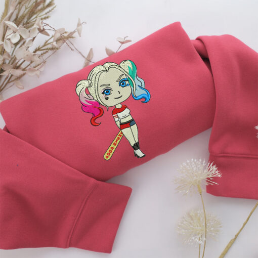 Chibi Harley Quinn Embroidery, Disneyland Embroidered Sweatshirt, Movie Disney Inspired, Best Gifts Idea For Him Her - Image 4