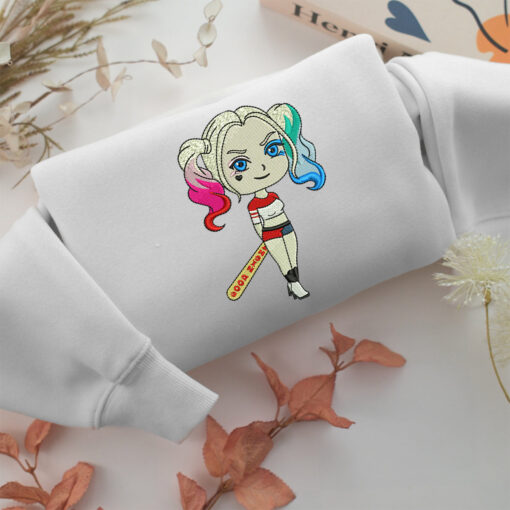 Chibi Harley Quinn Embroidery, Disneyland Embroidered Sweatshirt, Movie Disney Inspired, Best Gifts Idea For Him Her - Image 2