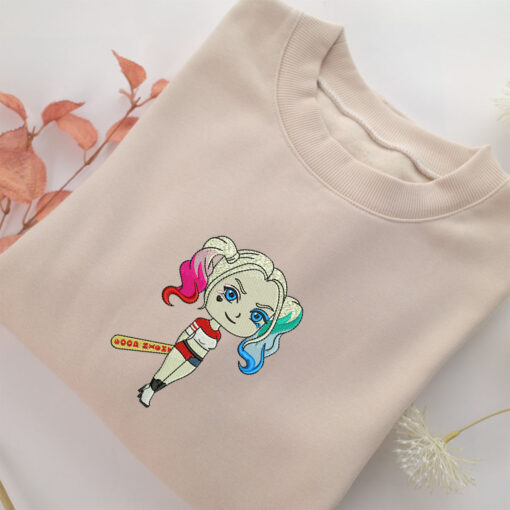 Chibi Harley Quinn Embroidery, Disneyland Embroidered Sweatshirt, Movie Disney Inspired, Best Gifts Idea For Him Her