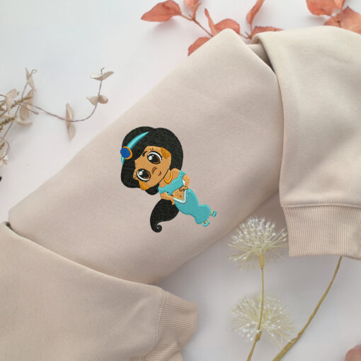 Chibi Jasmine Embroidery, Disneyland Embroidered Sweatshirt, Movie Disney Inspired, Best Gifts Idea For Him Her