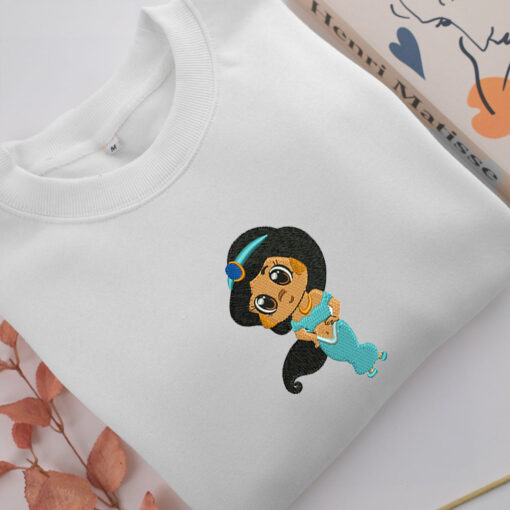 Chibi Jasmine Embroidery, Disneyland Embroidered Sweatshirt, Movie Disney Inspired, Best Gifts Idea For Him Her - Image 2
