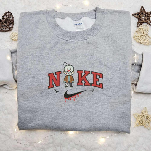 Chibi Jason Voorhees Jack x Nike Embroidered Sweatshirt Horror Movie Halloween Embroidered Shirt Best Halloween Gift Ideas