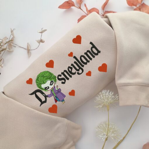 Chibi Joker Disneyland Embroidery, Disneyland Embroidered Sweatshirt, Movie Disney Inspired, Best Gifts Idea For Him Her