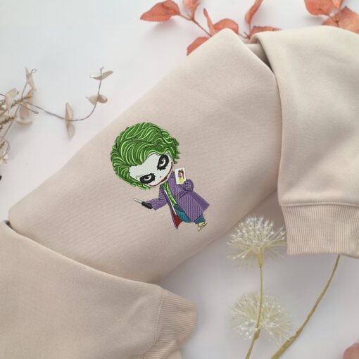 Chibi Joker Embroidery, Disneyland Embroidered Sweatshirt, Movie Disney Inspired, Best Gifts Idea For Him Her